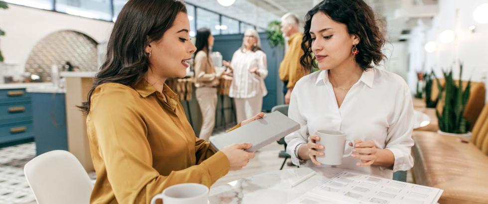 Female hiring manager interviewing female applicant