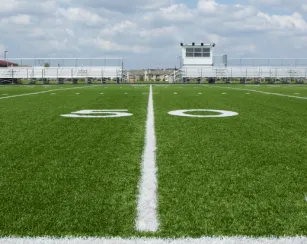 american football field at the 50 yard line