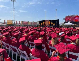 Wide angle view of the Commencement ceremony at Saddleback College